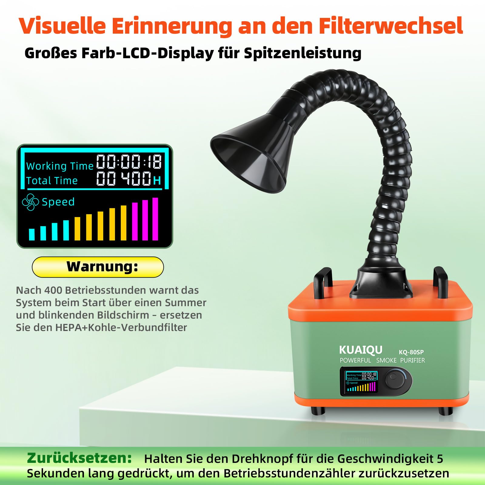 Lötrauchabsorber 2-in-1 mit HEPA- und Aktivkohlefilter lötrauchabsaugung, intelligenter Filterwechselanzeige, 150 m³/h – Tischgerät zum Löten, für DIY, Nagelstudios und Schmuckherstellung