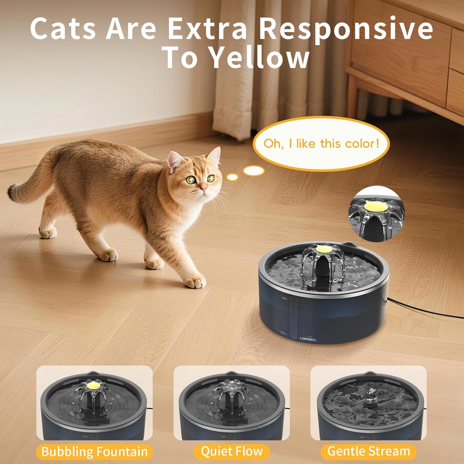 Cat Water Fountain with Dual Filtration System, 2.5L/84oz Pet Water Fountain for Cats Inside, Cat Fountain for Drinking with Ultra Quiet Pump(≤20dB)& LED Blue Light - for Pets Small Animals(2Filters) - Image 3