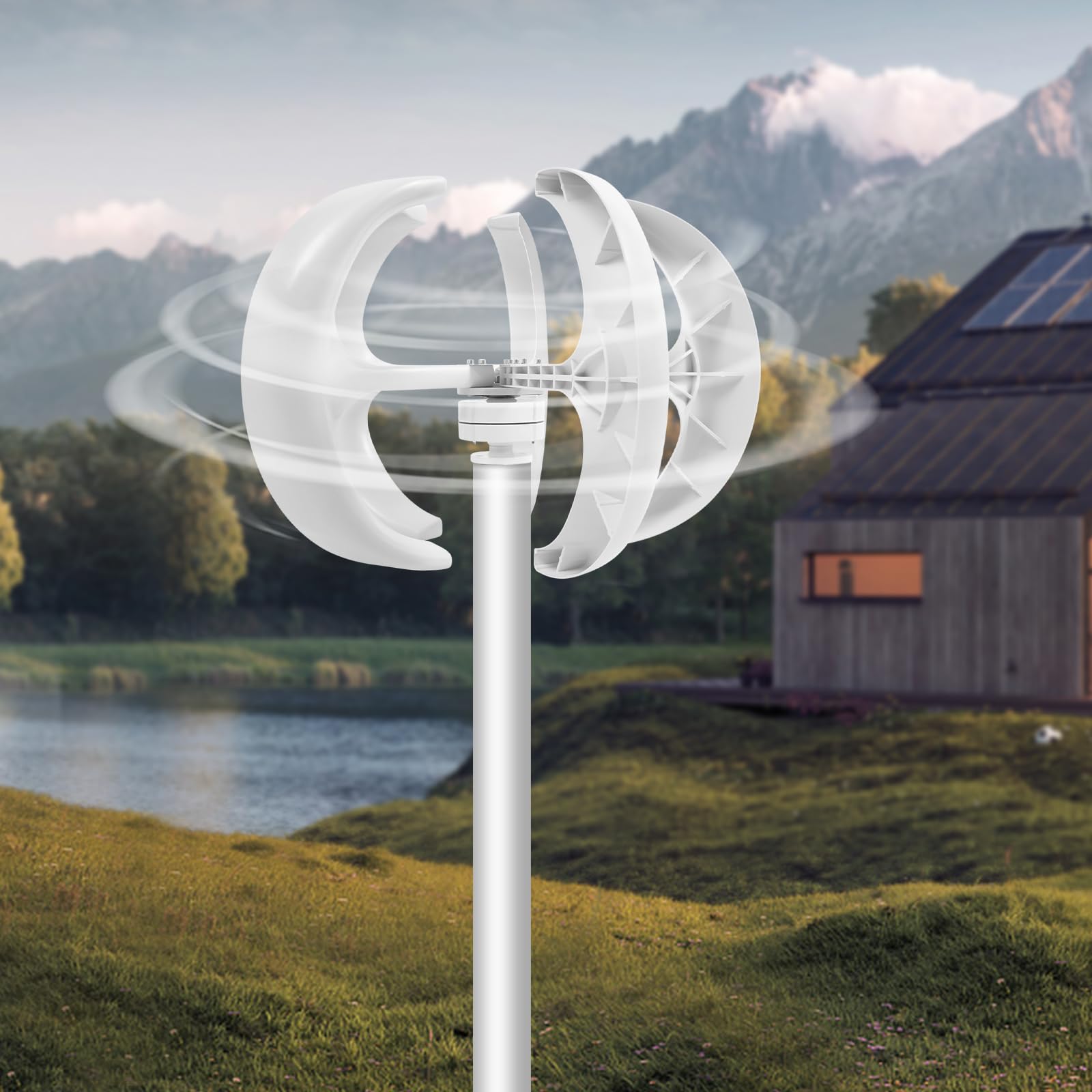 Windturbine Generator Windgenerator 600W 12V Elektromagnetisch Windrad 5 Blätter Laterne Form mit Controller, Flanschplatte für Industrielle, Boote Heim Kabinen 45m/s