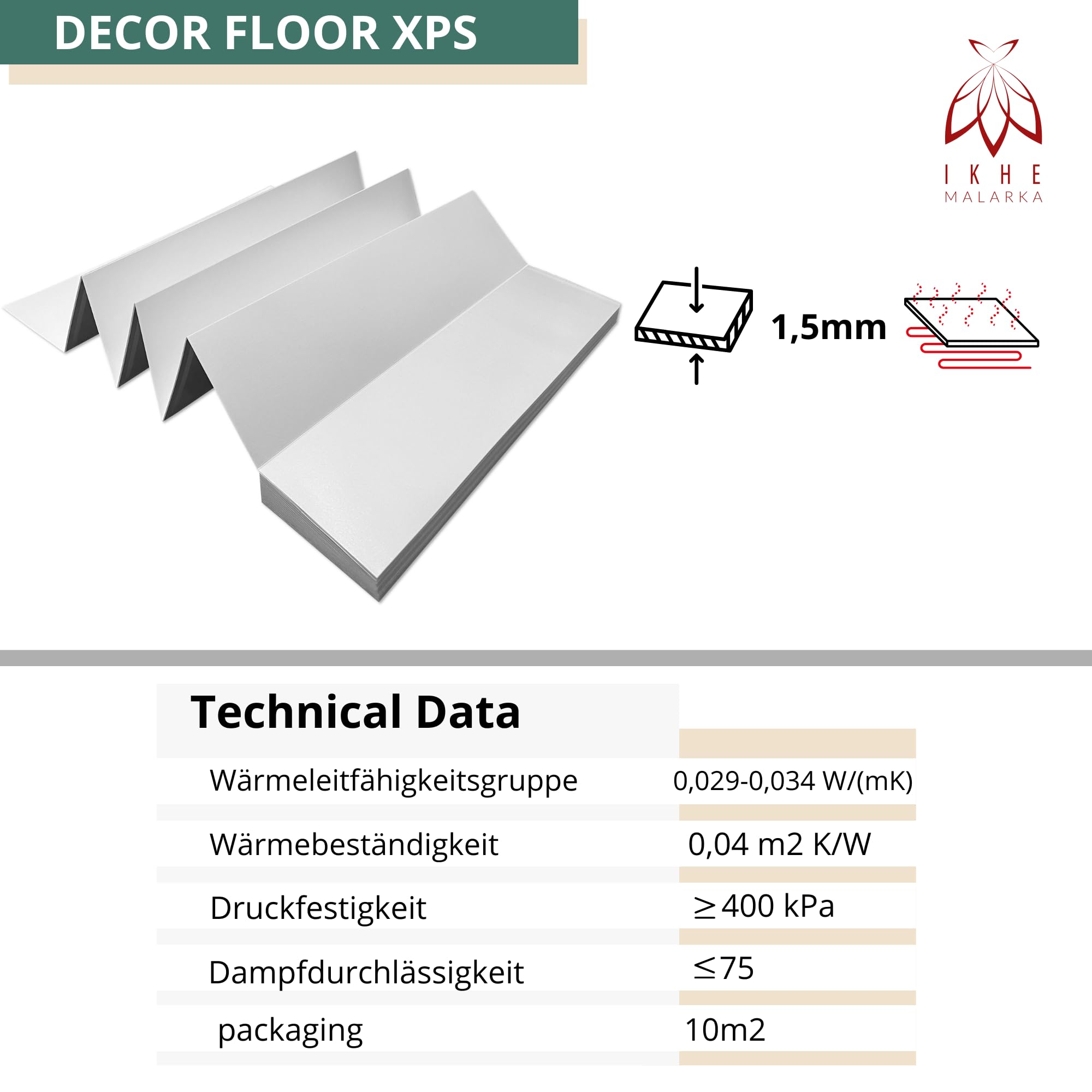 40 m², suelo de vinilo LVT, 1,5 mm, aislamiento acústico, aislamiento térmico, aislamiento acústico ≤ 400 kPa (10 m² x 4)