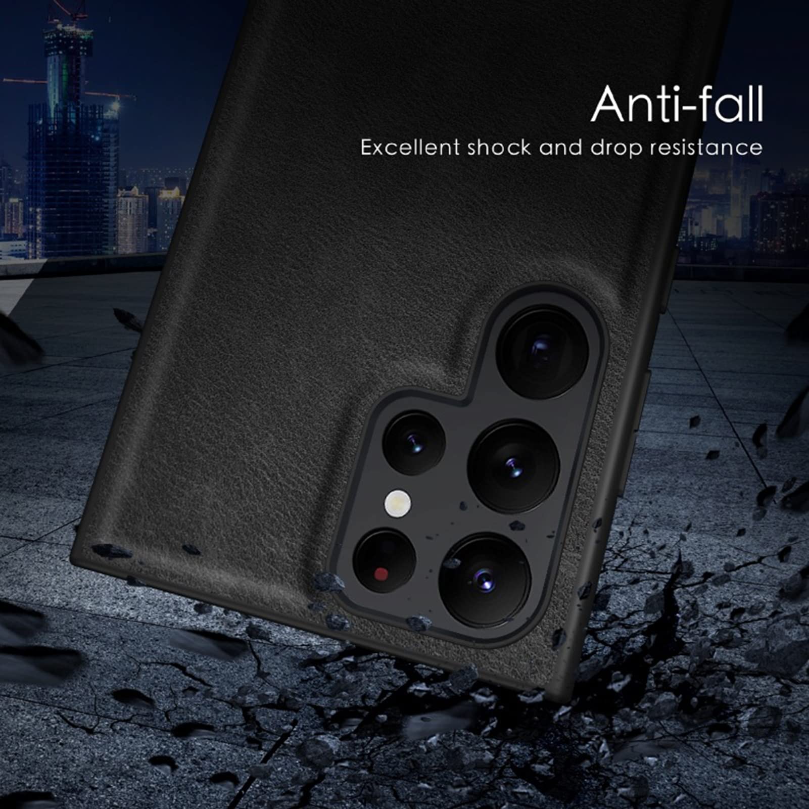 1Hülle für Samsung Galaxy S23/S23 Plus/S23 Ultra, Ultra-dünne Leder Handyhülle,Weiche TPU-Stoßstange Fallschutz Stylische Schutzhülle,Schwarz,S23