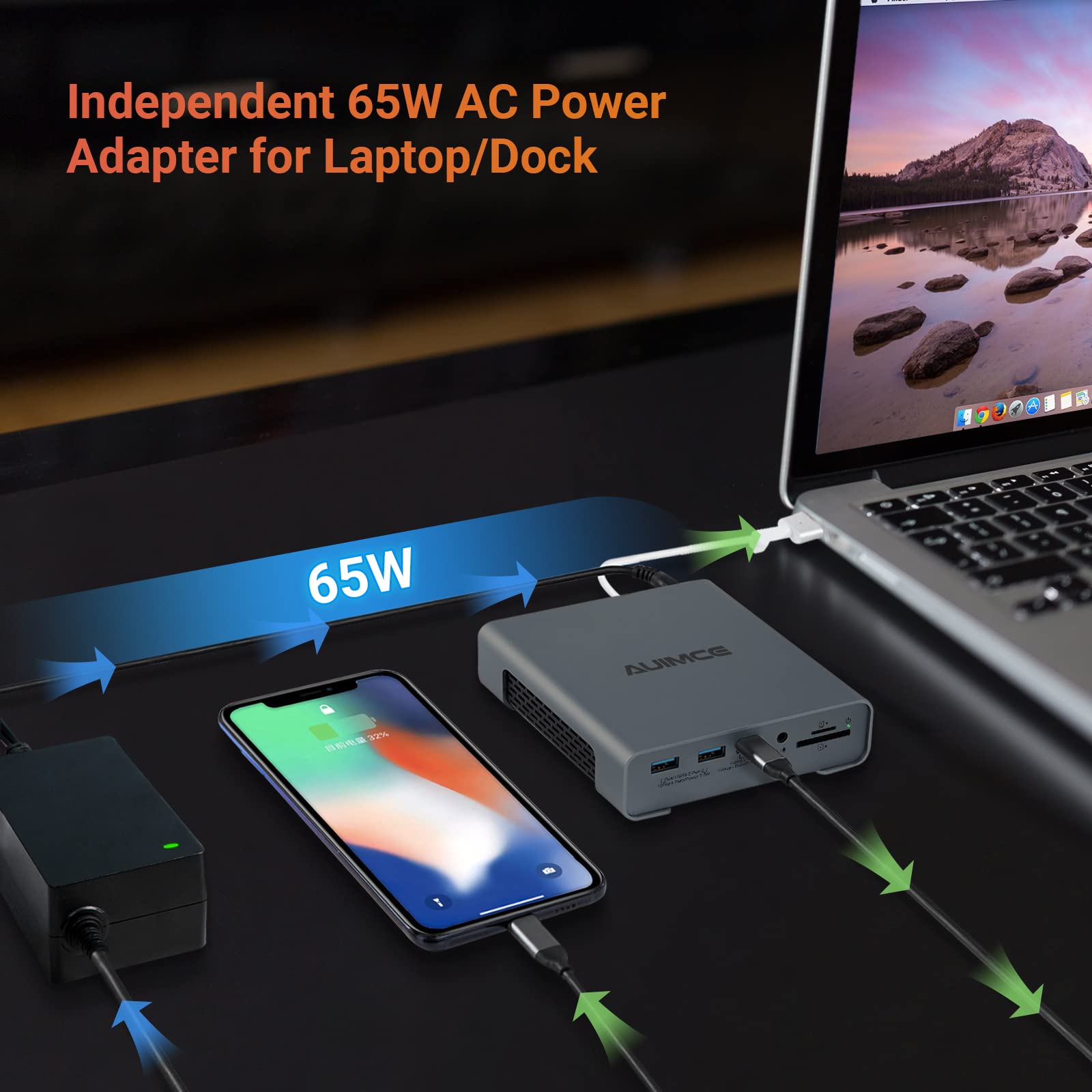 USB C Docking Station Dual Monitor 2 HDMI with Power Supply for Dell/HP/Lenovo/Surface Laptops,16 in 1 Laptop Docking Station with 4k/60Hz Displayport, Ethernet, SD/TF,8 USB C/A Ports
