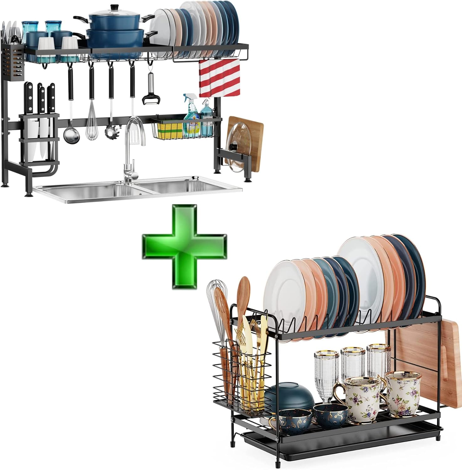 Amazon.com: GSlife Over The Sink Dish Rack and Dish Rack, Adjustable ...