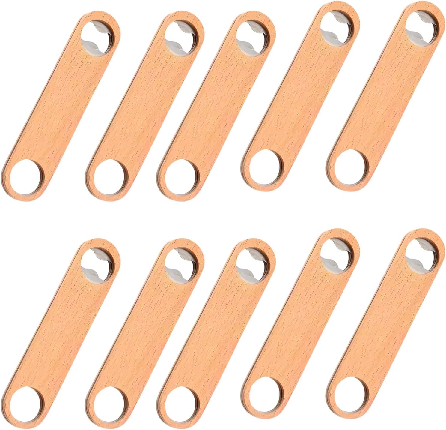 10Pcs Flat Beer Bottle Opener with Wood Handle Bottles Openers Drink Cap Kitchen Accessories Wood Flat
