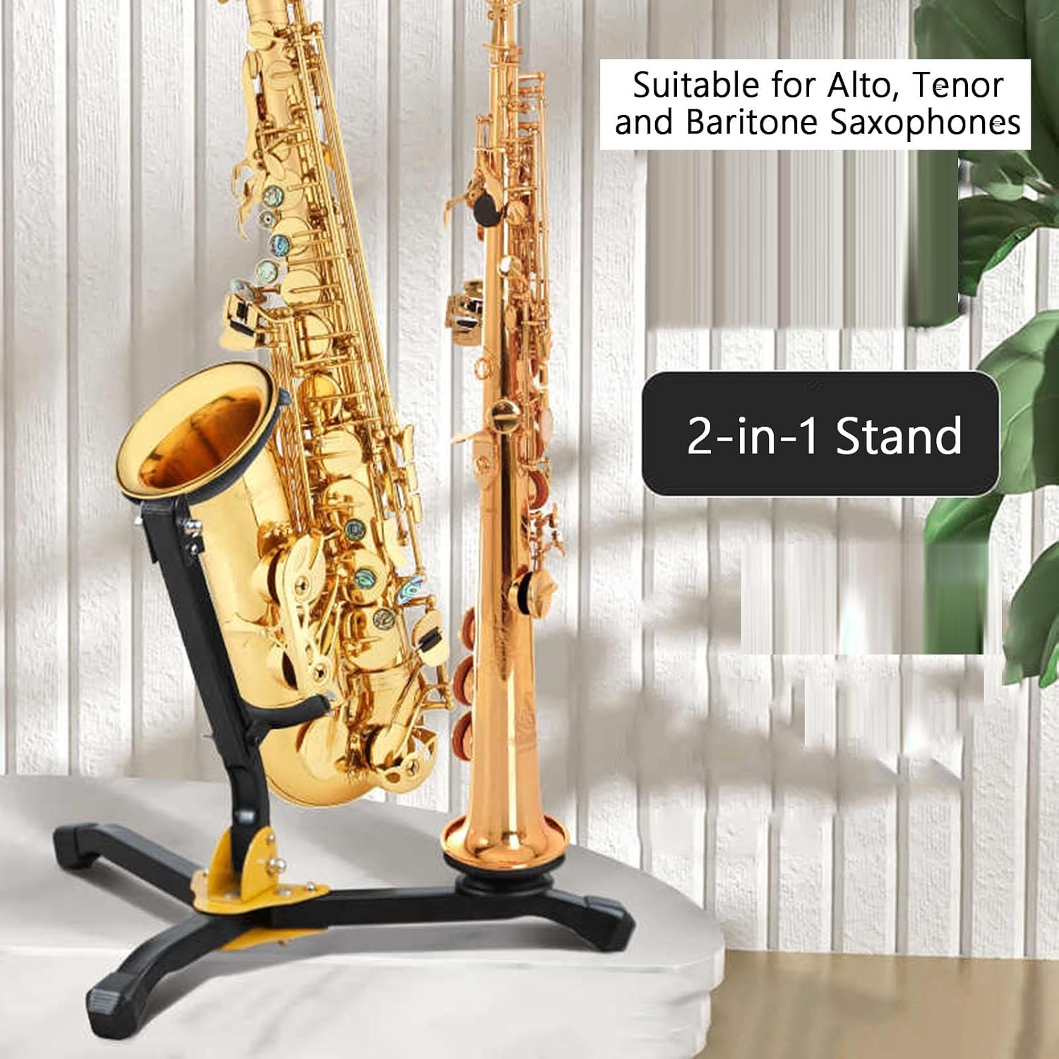 Alto/Tenor Saxophone Stand,3-in-1 Multi-Purpose Combination Saxophone Stands,with Detachable Flute Clarinet Holders,Lightweight Compact for Live Performance Travel(Style2)