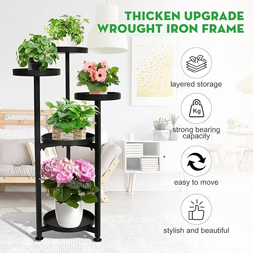 Miniatura 8 de steauty Soporte de metal para plantas para interiores estante múltiple de 4 niveles y 5 niveles