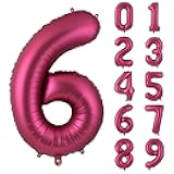 Yuxiaoyu Burgundy Number 6 Balloon 40 Inch 6 Balloon Number for Burgundy Birthday Decorations Large Numbers Balloons for Birthday Anniversary Wedding Valentine's Day Party Decorations