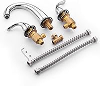 Vista 26 de Sumerain - Grifo de bañera romana de dos asas en níquel cepillado con válvula, alto flujo