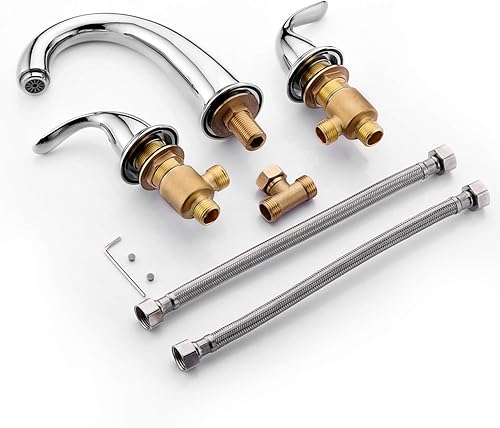 Vista 26 de sumerain Grifo de bañera romana de dos manijas níquel cepillado con válvula, alto flujo