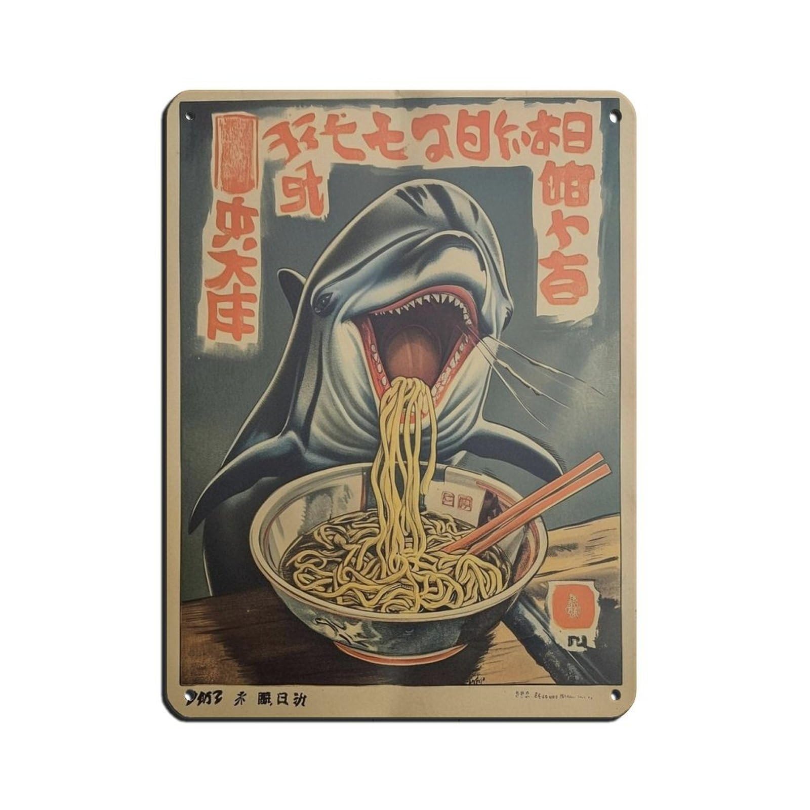 Lxwnze 30L X 40W Cm Unieke Ramen Met Haaienontwerp Tin Sign Vintage Metal Pub Club Cafe Bar Home Wall Art Decoration Poster Retro 12X16inch(30X40cm)