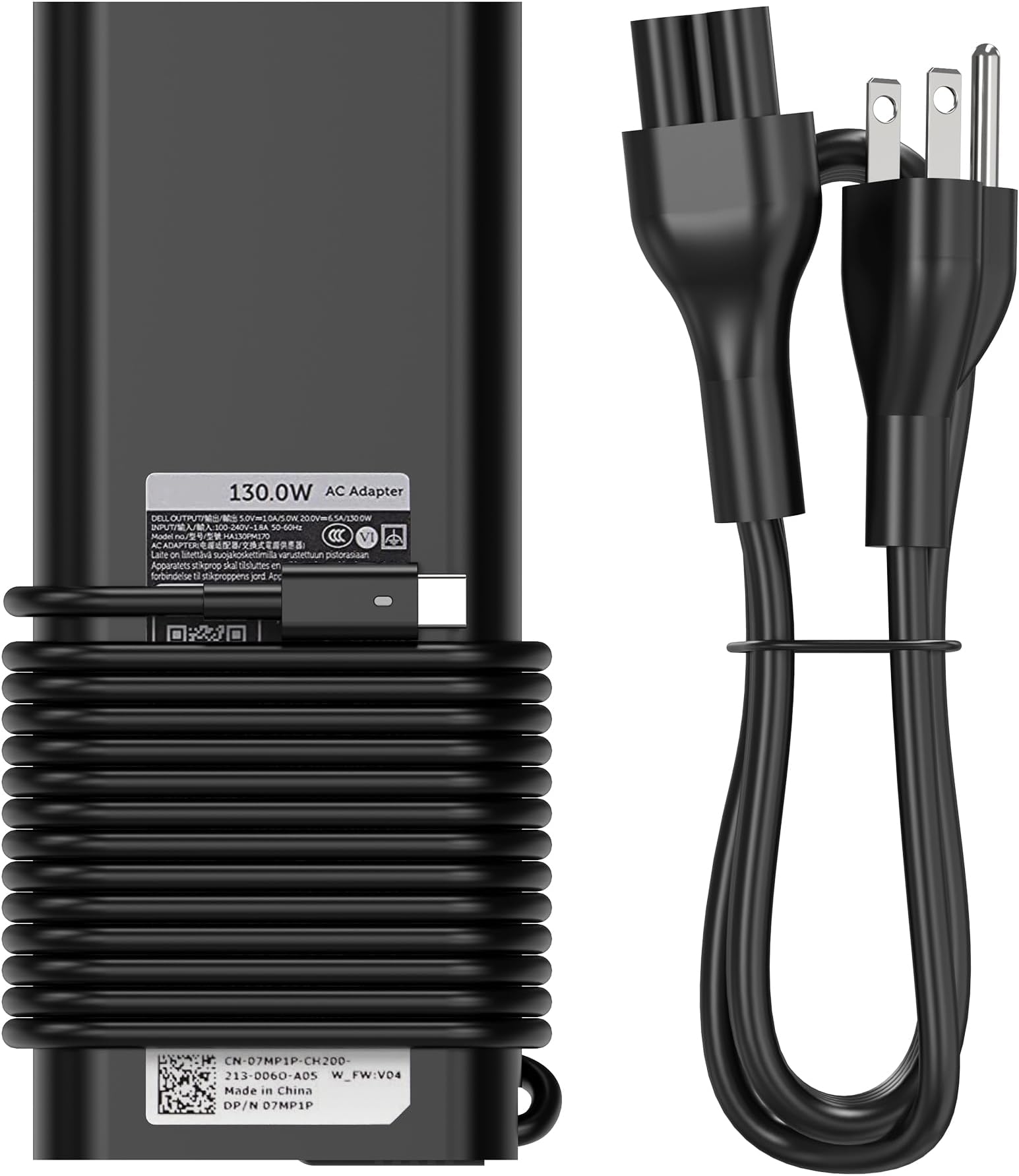 BULL-TECH Original Replacement Dell 130W Laptop Charger USB C Slim AC Power Adapter for Dell Xps 17,Precision 5550 5530 2in1,XPS 15 2in1 9575，DA130PM170 HA130PM170 0K00F5 K00F5 0M0H25 M0H25 T4V18