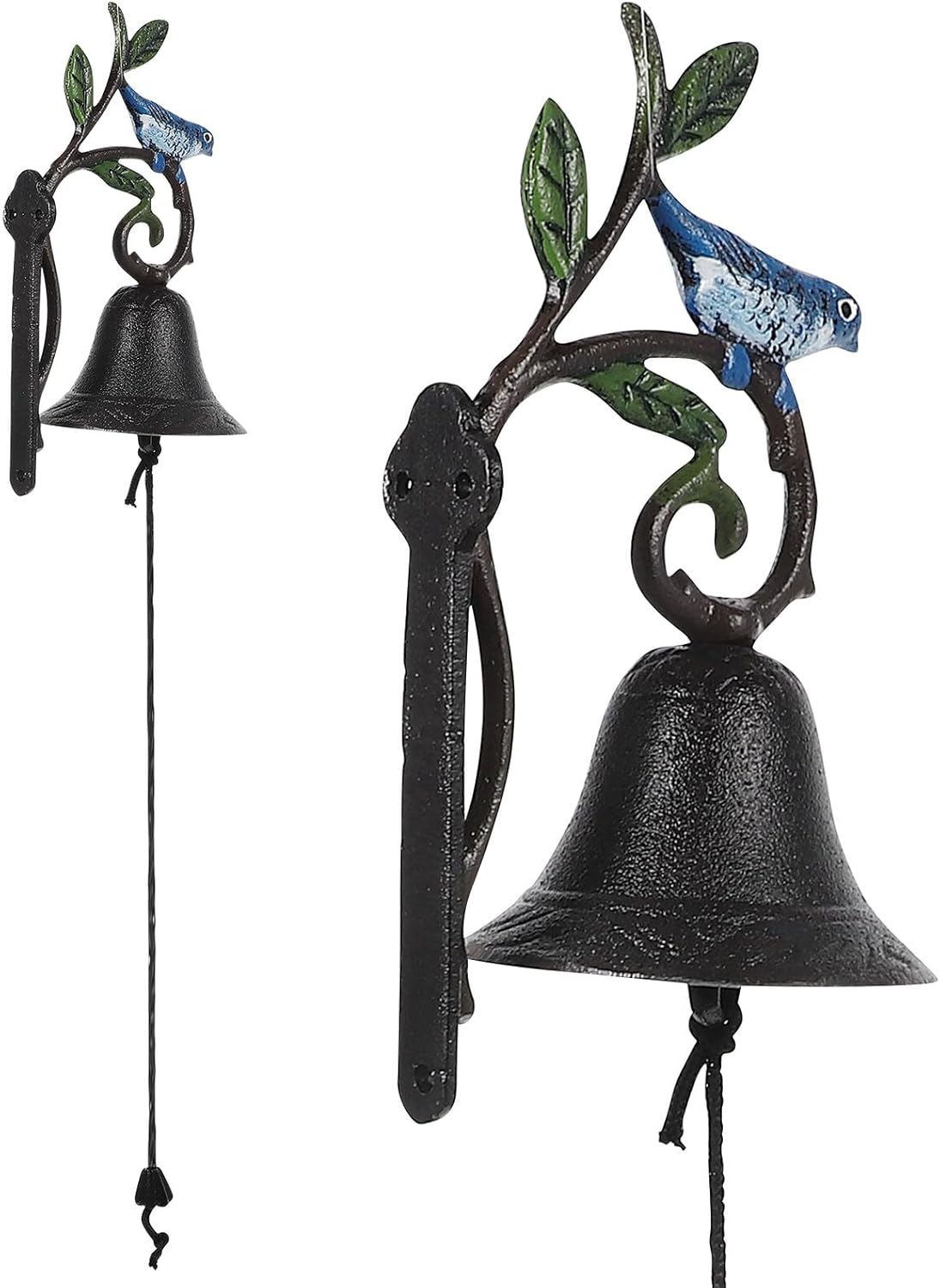 HEMOTON Vintage Cast Metal Avian Door Bell Hanging Decorative Retro Wall Mounted Yard Decor for Garden and Porch