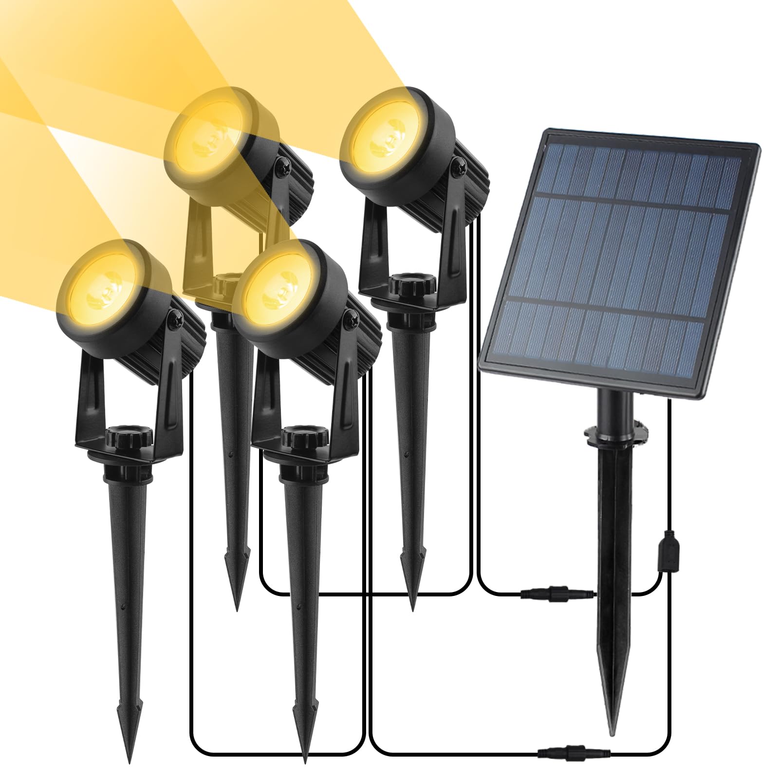 Solar Gartenleuchten Solarlampen für Außen Garten IP65 Wasserdicht Gartenleuchte Solar Gartenbeleuchtung 3000K LED Solarstrahler für Außen Gartenweg Bäume Sträucher (Gelb)