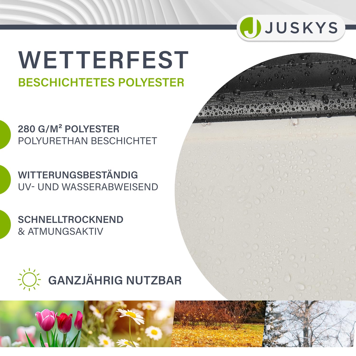 Juskys® Gelenkarmmarkise 400 x 300 cm, UV40+ & wasserabweisend, mit Kurbel & Wandhalterung Länge + Winkel einstellbar, Markise für Terrasse & Balkon, Sonnenschutz Balkonmarkise Gelenkmarkise, Beige