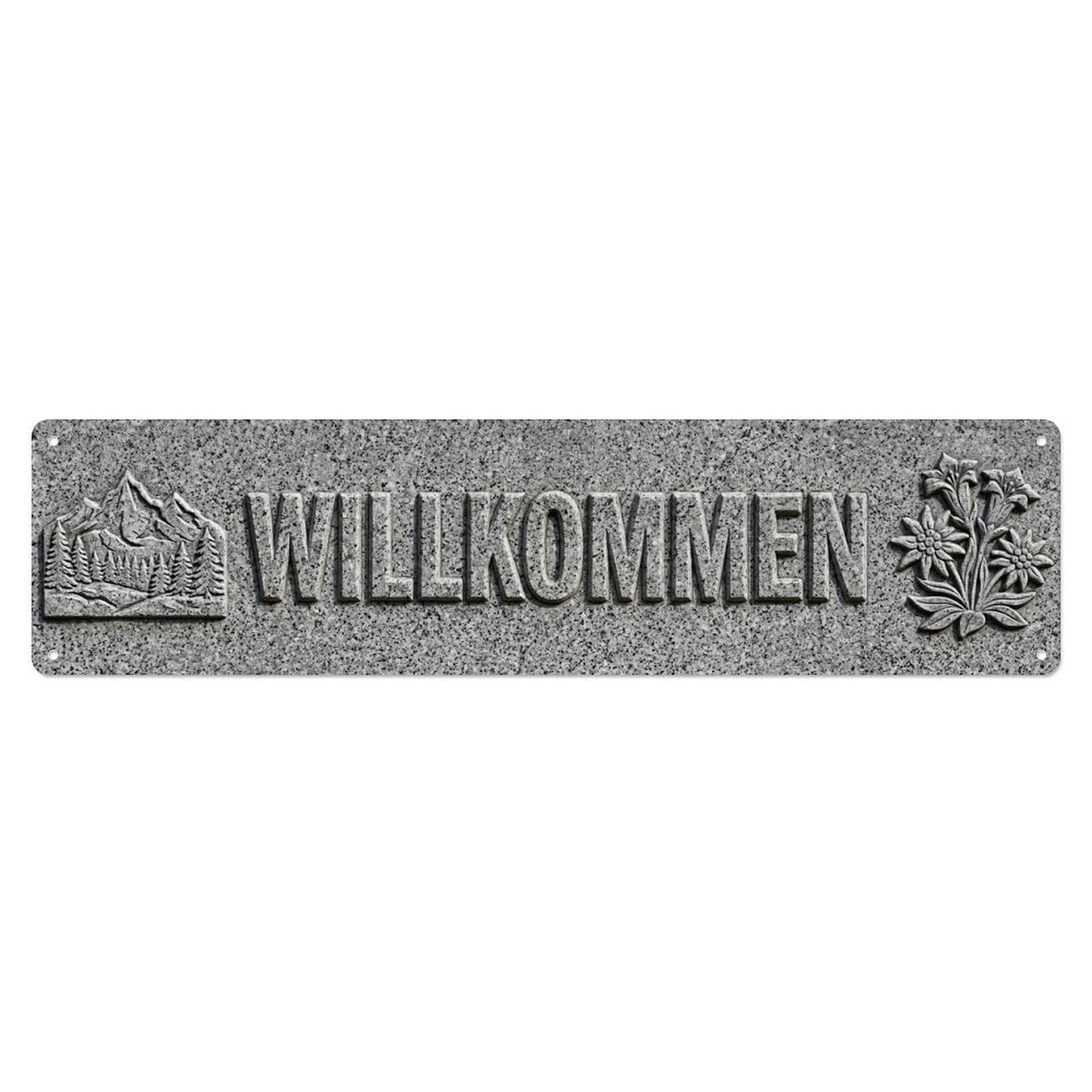 Granite Speckled Stone Texture Welcome Metal Tin Sign
