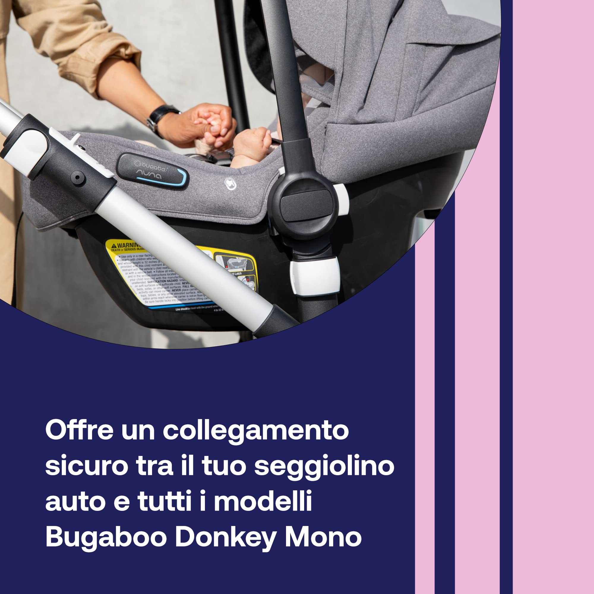 Adattatore Bugaboo per Seggiolino Auto per Passeggini Donkey, Donkey 2 e 3 Mono e Duo, Facile Sistema Click and Go, Nero