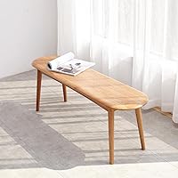 Vista 12 de Banco de comedor 100% madera maciza de 47.2'', banco largo de madera de roble para mesa de comedor, pie de cama, entrada, pasillo, respaldo de sofá