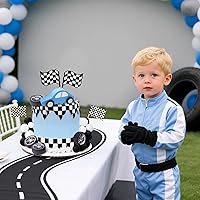 Vista 7 de JeVenis Decoración de pastel de coche de carreras, decoración de pastel de bandera a cuadros, decoración de pastel de crecer dos cumpleaños rápido