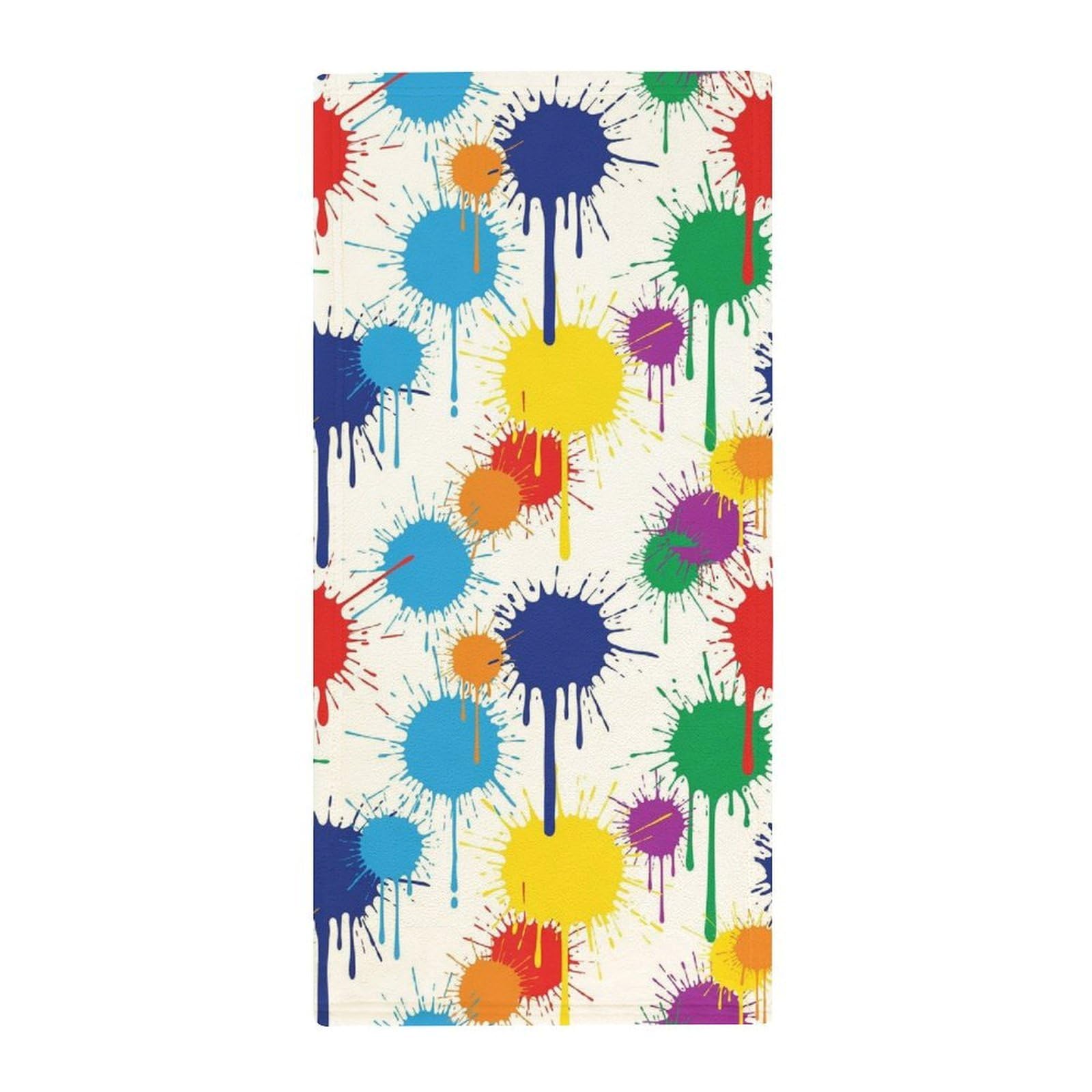 Anceky Compact Travel Bath Towels, Paint Splatter Colorful Art Quick-Dry Absorbent Towels for Gym, Camp & Fitness Enthusiasts