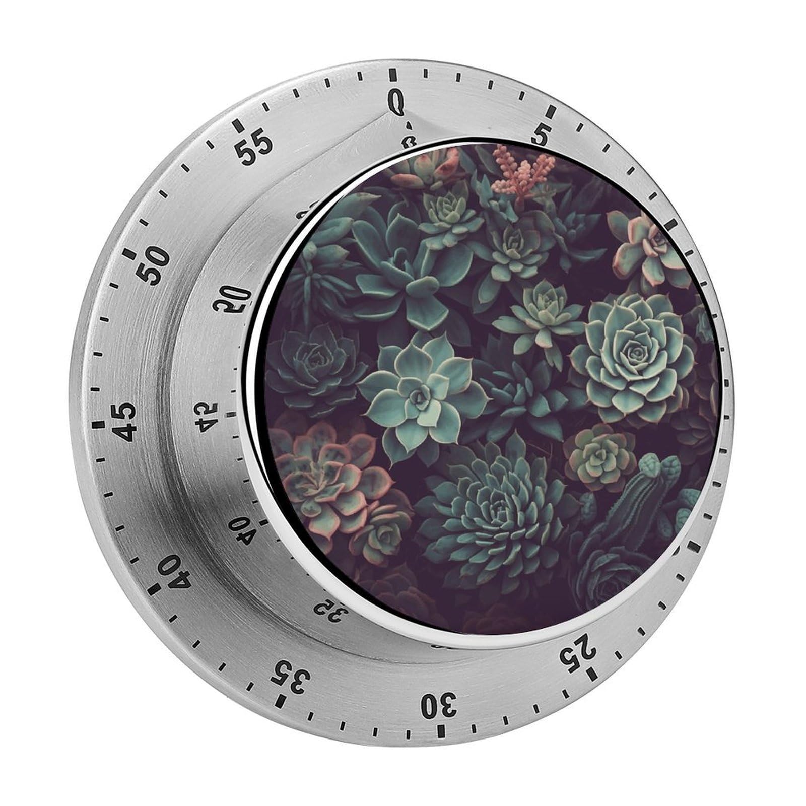 Adfgyerh Style Succulents2 Timer For Cooking, Kitchen Timer Magnetic No Batteries Required, Mechanical Timer With Loud Alarm, For Fitness Baking Exercise Oven