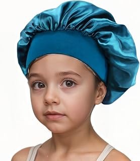 Kids Satin Bonnet Soft Wide Elastic Band Sleep Hair Bonnet for Curly Hair Braids for Teens Child Toddler