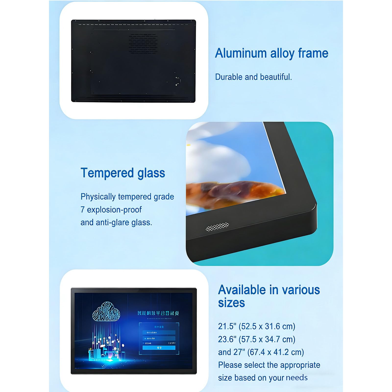 LED Display Screen zur Wiedergabe von Videos/Bildern,Wandmontage/Eingebaut,Querformat/Hochformat,Fernveröffentlichung Veröffentlichung,Elektronische Werbetafel 21.5"
