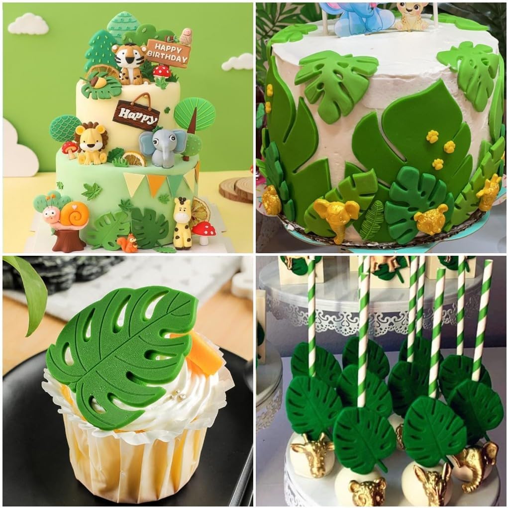 Tropical Leaf Cookie Cutter,Hawaiian Palm Leaves Fondant Cutters Set for Gum Paste,Sugarcraft Candy Holiday Biscuit,Luau Cake Fondant Decorating Tools - Image 4