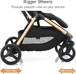 Gromast 2 in 1 Baby Stroller, Portable Travel Newborn Toddler Stroller with Cup Holder & UPF 50+ Canopy, One-Hand Automatic Folding - Khaki