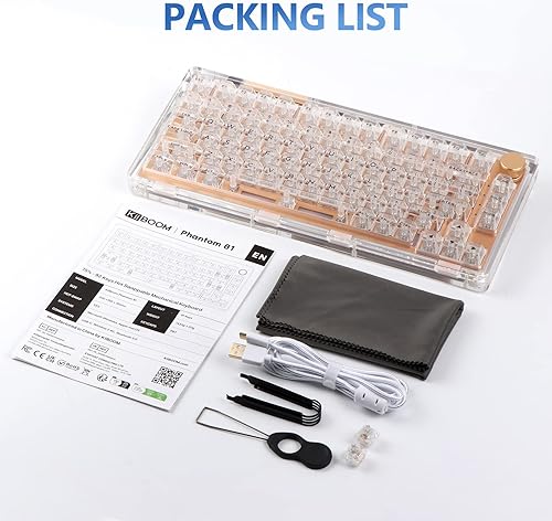 Miniatura 7 de KiiBoom Phantom 81 - Teclado mecánico montado en junta intercambiable en caliente al 75%, BT5.02.4GHzUSB-C, teclado inalámbrico para juegos NKRO con