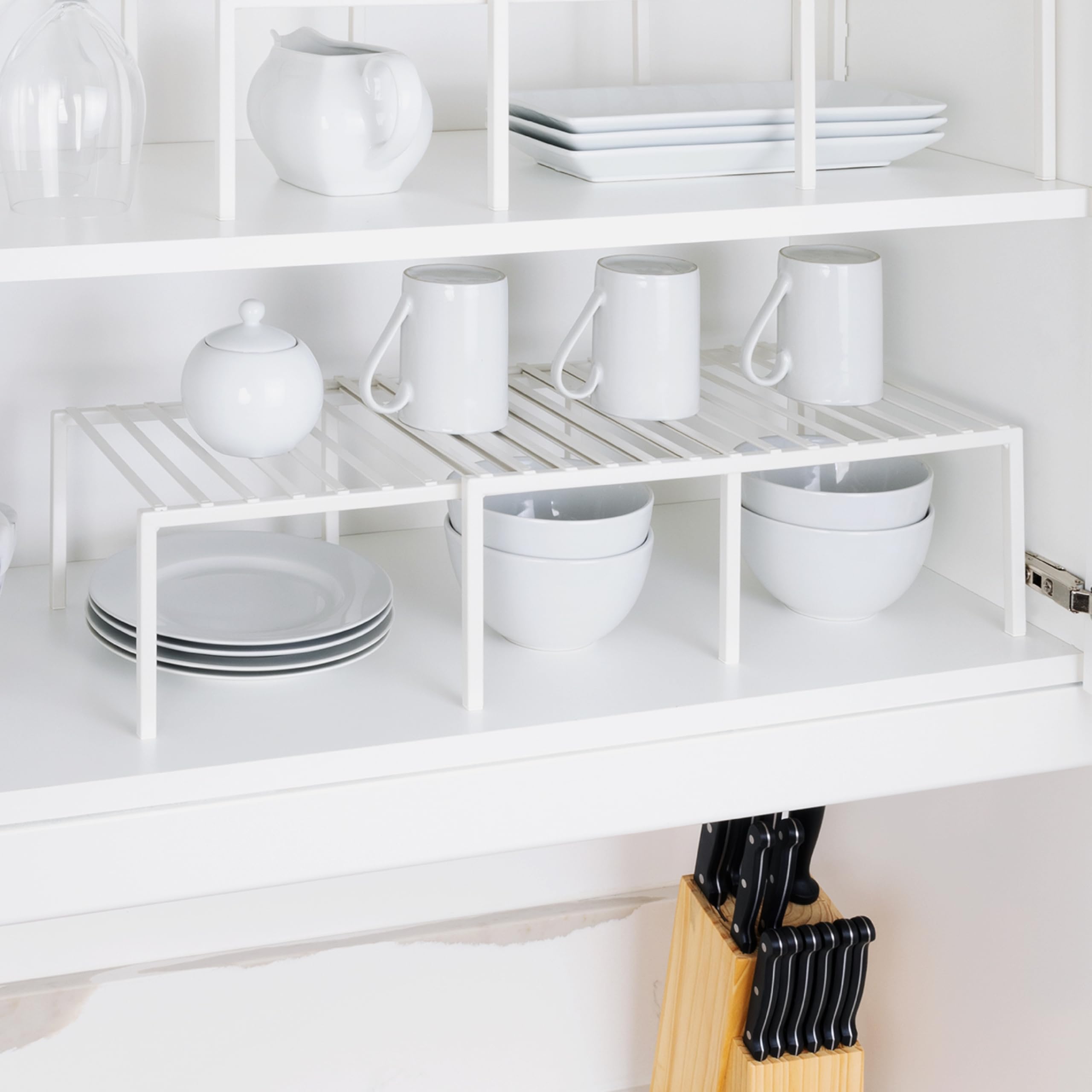 Mensola Espandibile Pro-mart Dazz Per Cucina E Dispensa – Acciaio Con Finitura PE, Bianco (Lunghezza Regolabile 40-82 Cm)