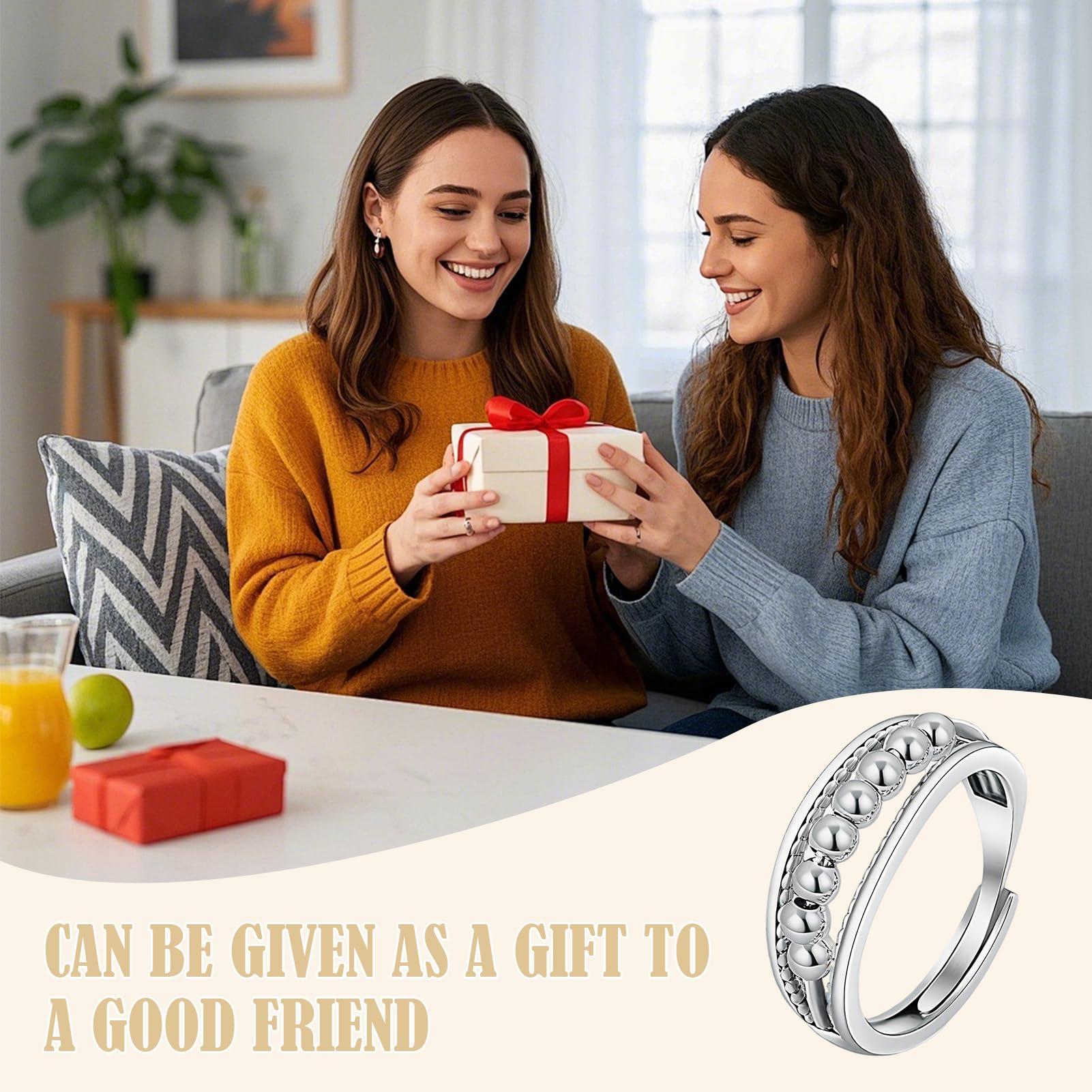 Milacolato Fidget-ring voor vrouwen en meisjes, open