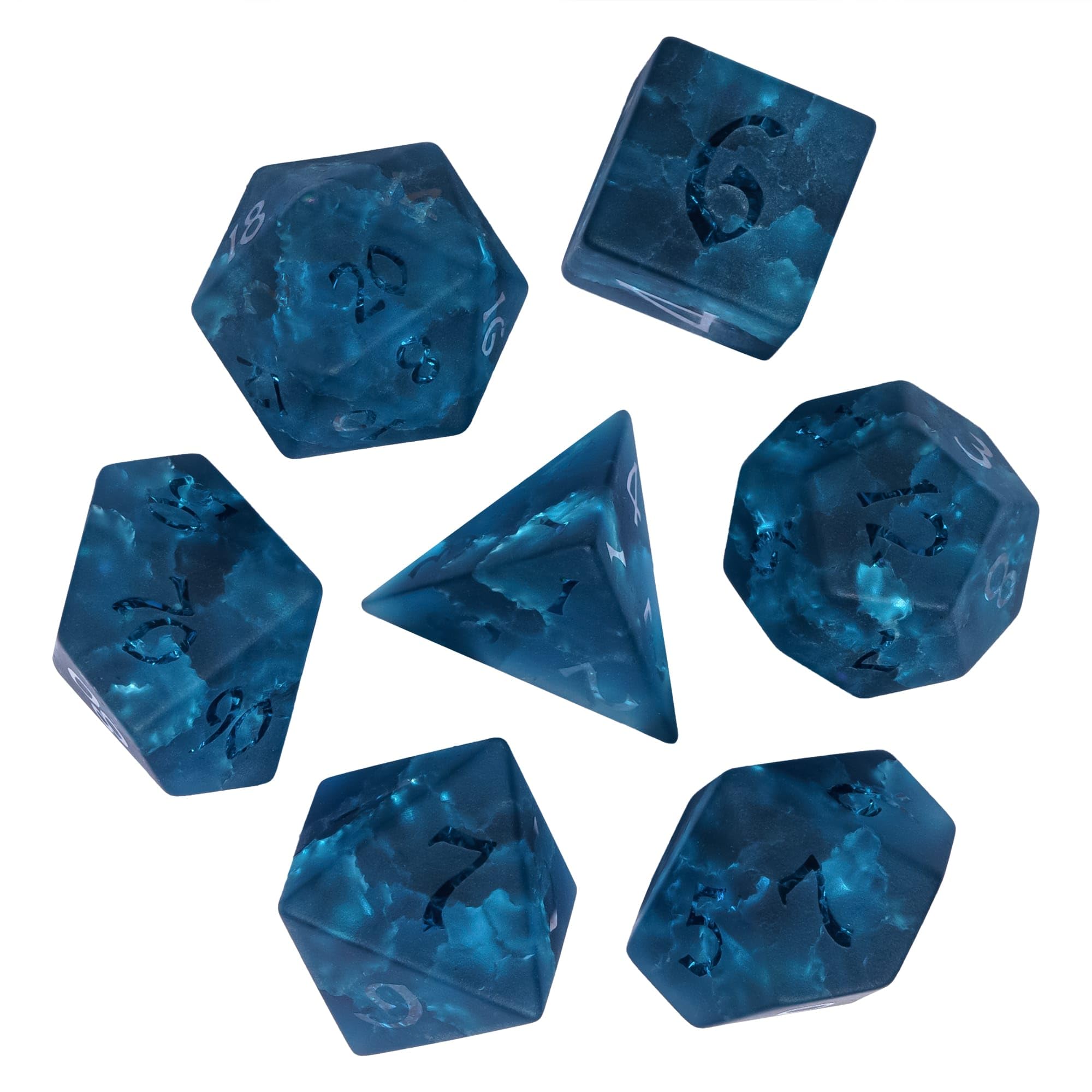 UDIXI Blue Cracked Glass DND Dice Set Glass Dice Set D&D for Tabletop Game โ image 1