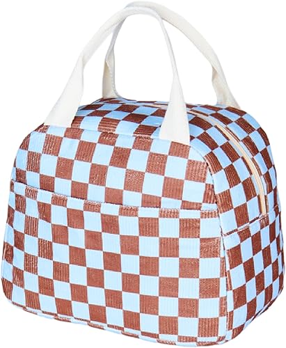 Miniatura 12 de Bolsa de almuerzo para mujeres, hombres y niñas, grandes y lindas bolsas de almuerzo de corduroy - Caja de almuerzo aislada reutilizable para