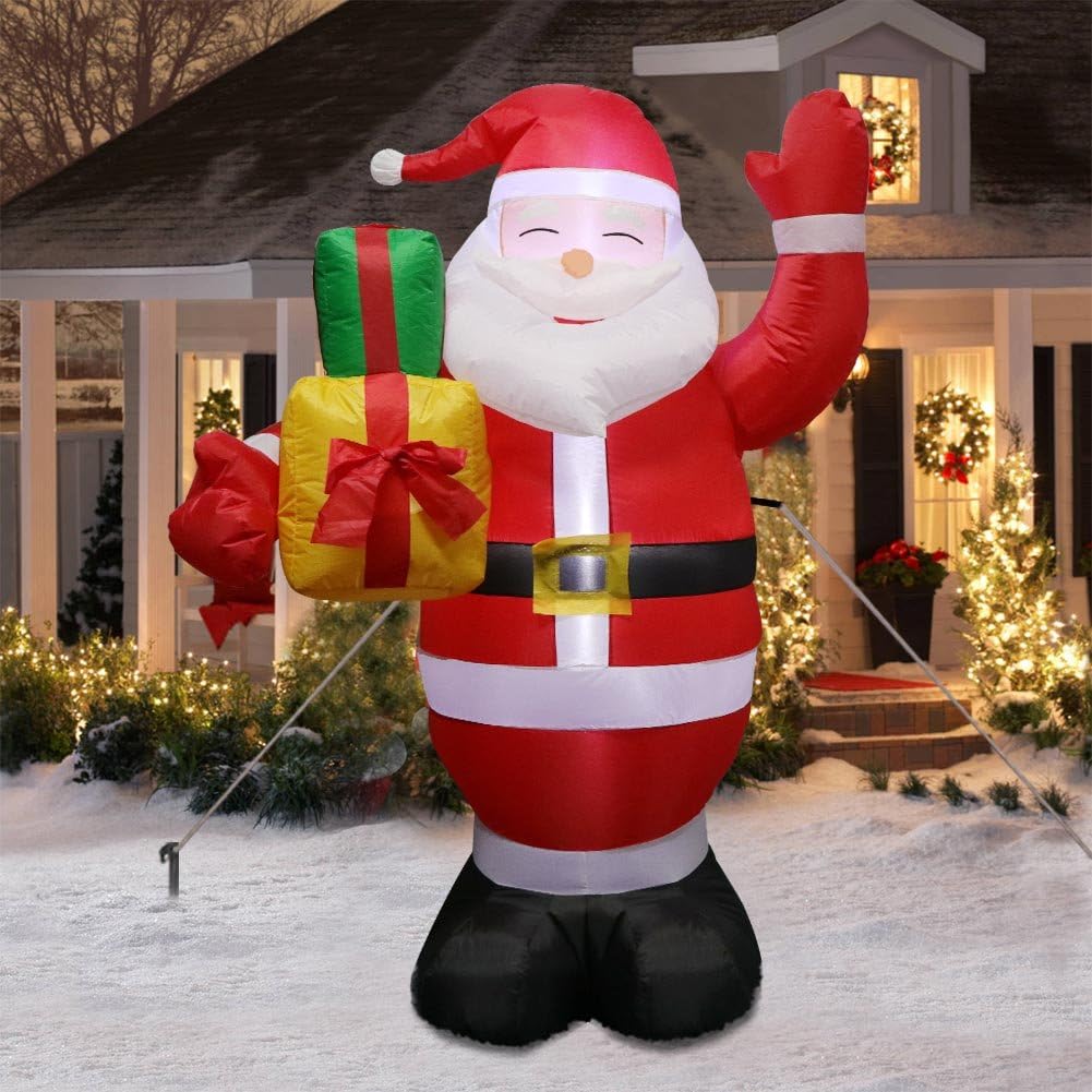 OurWarm 5ft Christmas Inflatables Lighted Santa Claus Blow Up Yard Decorations for Indoor and Outdoor Garden Lawn Christmas Decorations