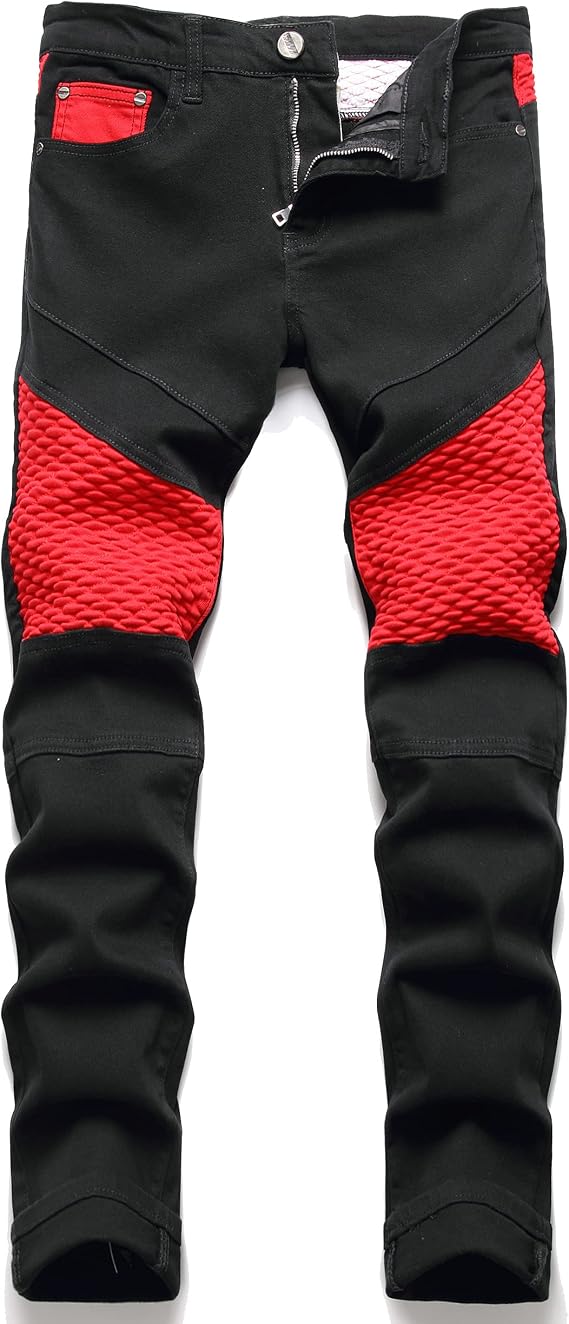 AITITIA Men's Biker Zipper Deco Washed 