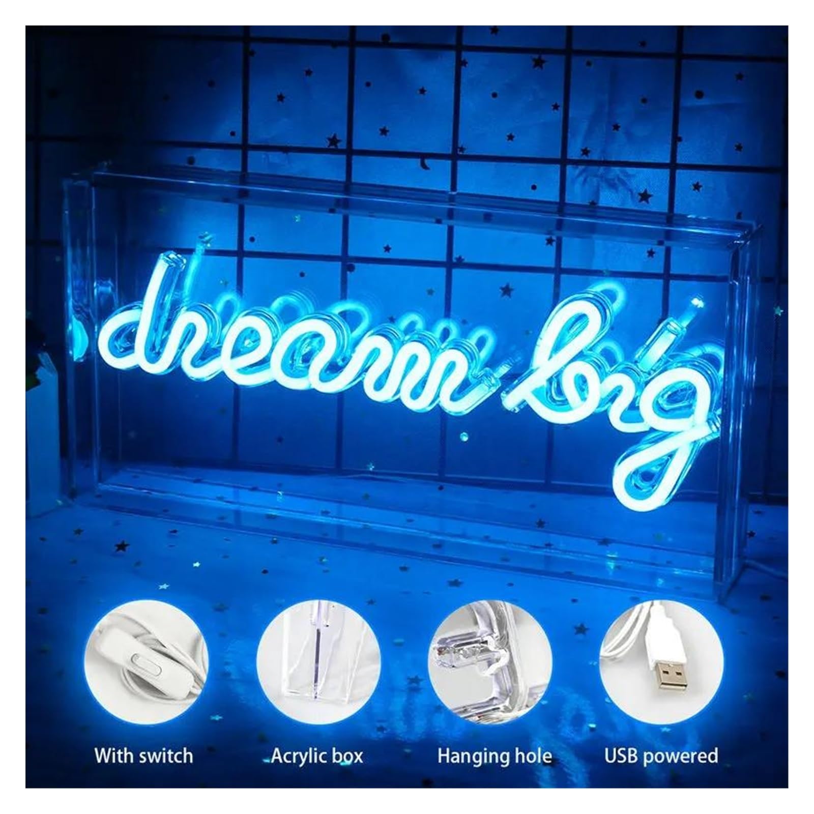 Decoración Lámparas Caja De Luz Acrílica Con Letras De Letrero De LED Neón Para Regalo, Cumpleaños, Navidad, Bar, Tienda, Decoración De Habitación Para Niños