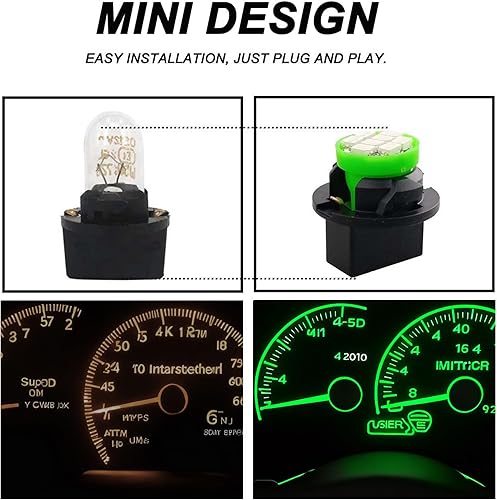 Miniatura 5 de 194 bombillas LED 168 175 2825 W5W T10 8-SMD chipsets verdes para instrumentos de tablero de automóvil, bombillas LED con enchufe de bloqueo