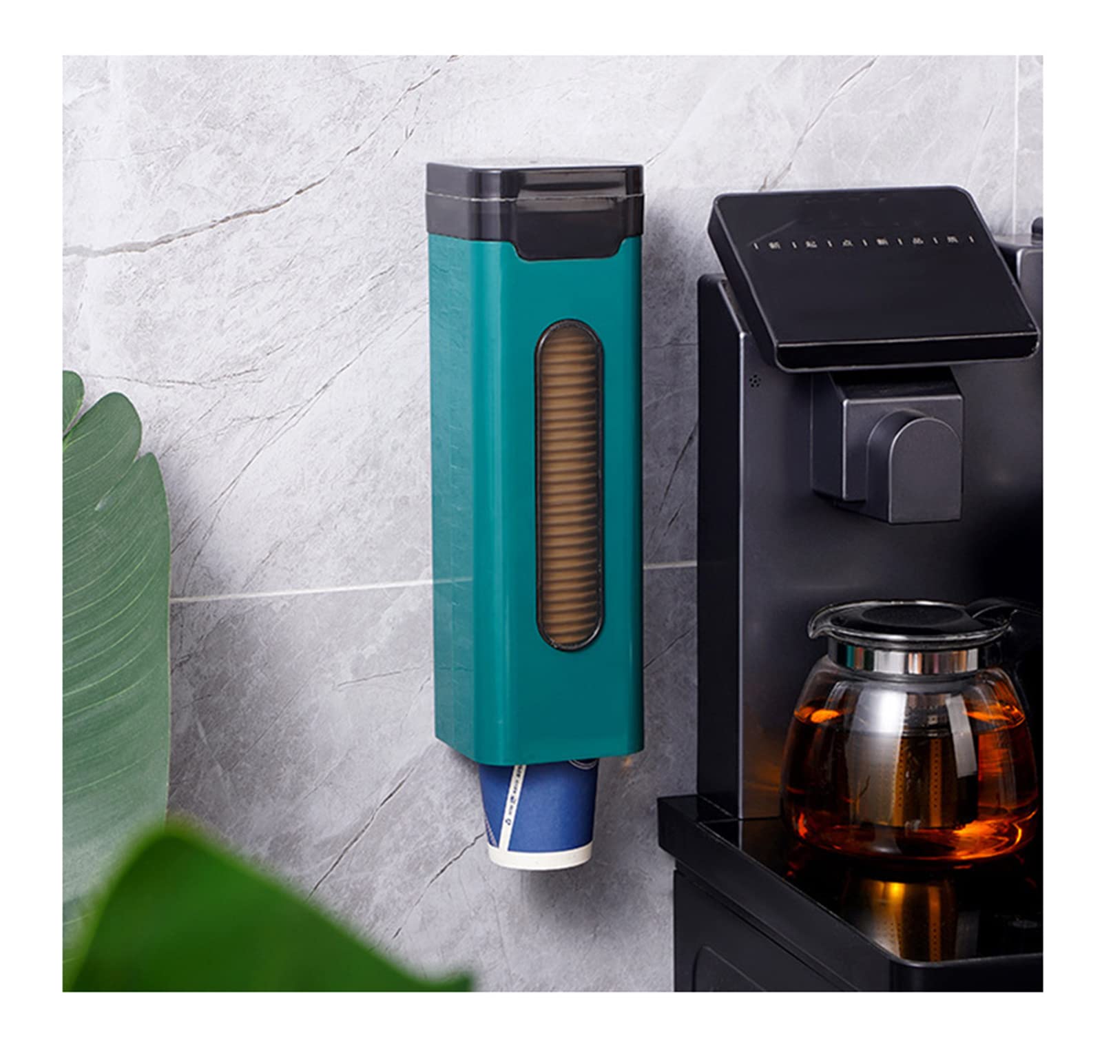 Dispensador de vasos de papel, estante autoadhesivo de pared para vasos desechables, ideal para almacenamiento en el hogar y el baño