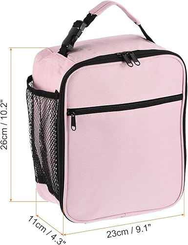 Miniatura 2 de PATIKIL Lonchera aislada, lonchera impermeable con bolsillosasa, bolsa de almuerzo portátil para oficina, trabajo, picnic al aire libre, color rosa