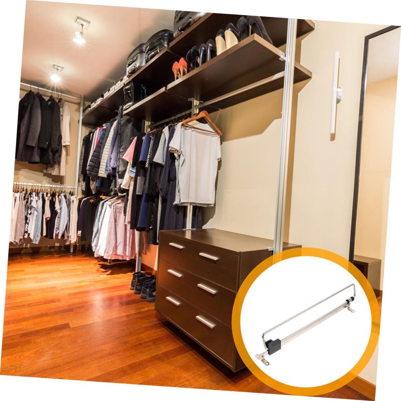 5pcs Adjustable Telescopic Wardrobe Hanger Rod Sturdy Iron Clothes Bar for Space Saving Closet Retractable Design for Easy Organization and Optimal Use