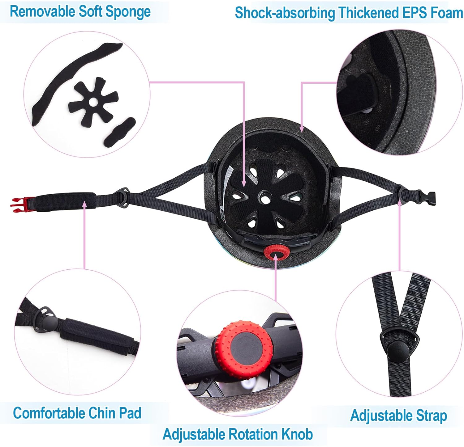 FIODAY Kids Helmet Knee Pads for Kids Unicorn Knee and Elbow Pads Wrist Guards Adjustable Protective Gear Set for Girls Boys Sports Skateboard Inline Skating Scooter