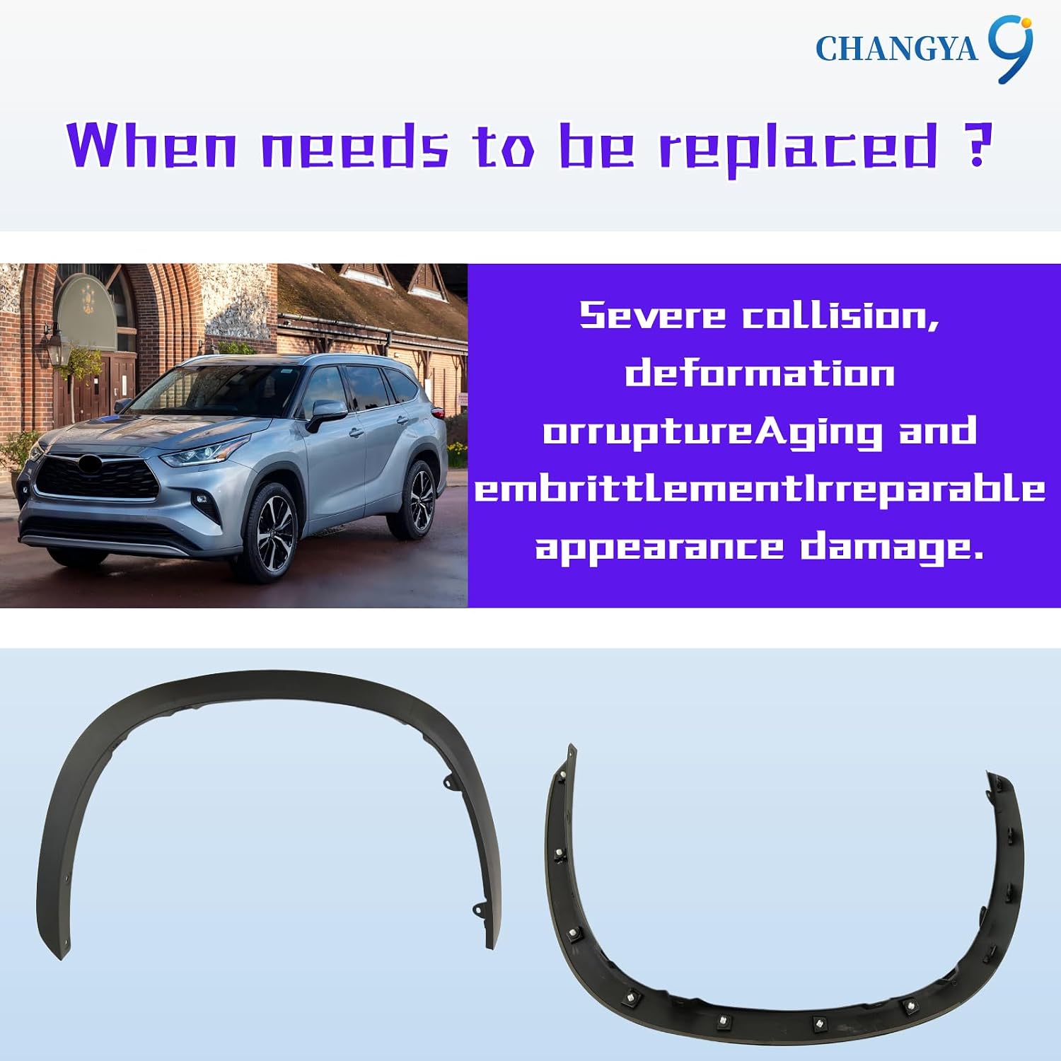 Front Wheel Arch Molding,Section Fender Flares Fit for Toyota Highlander 2021-2025 Front Right Side Wheel Fender Flare Trim Right Passenger RH 75805-0E050 CY-HD21F07R