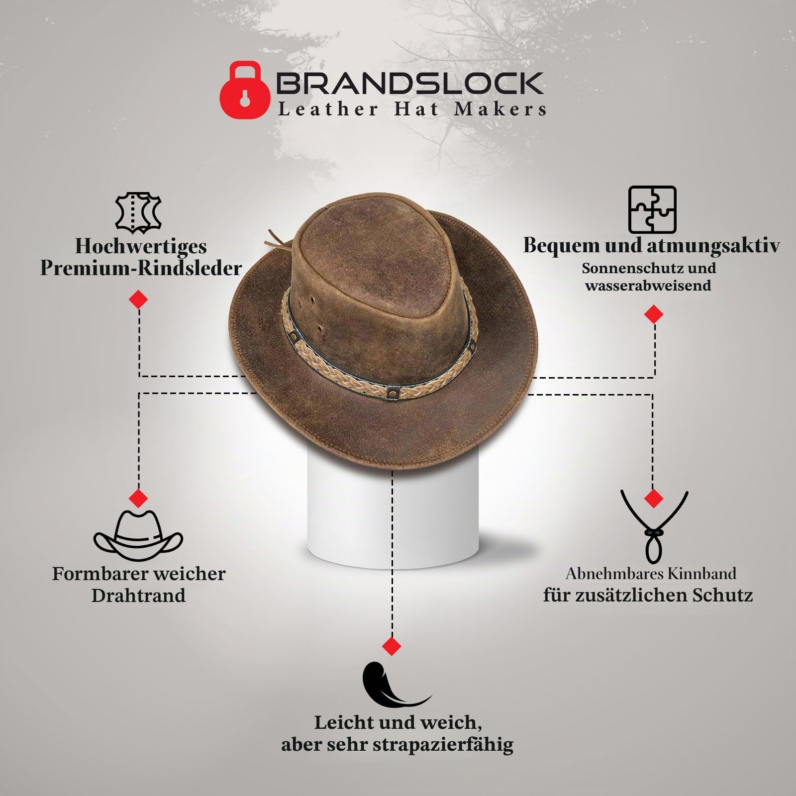 Pamposh Leather Cowboy Hat Handcrafted Lightweight Western Wide Brim