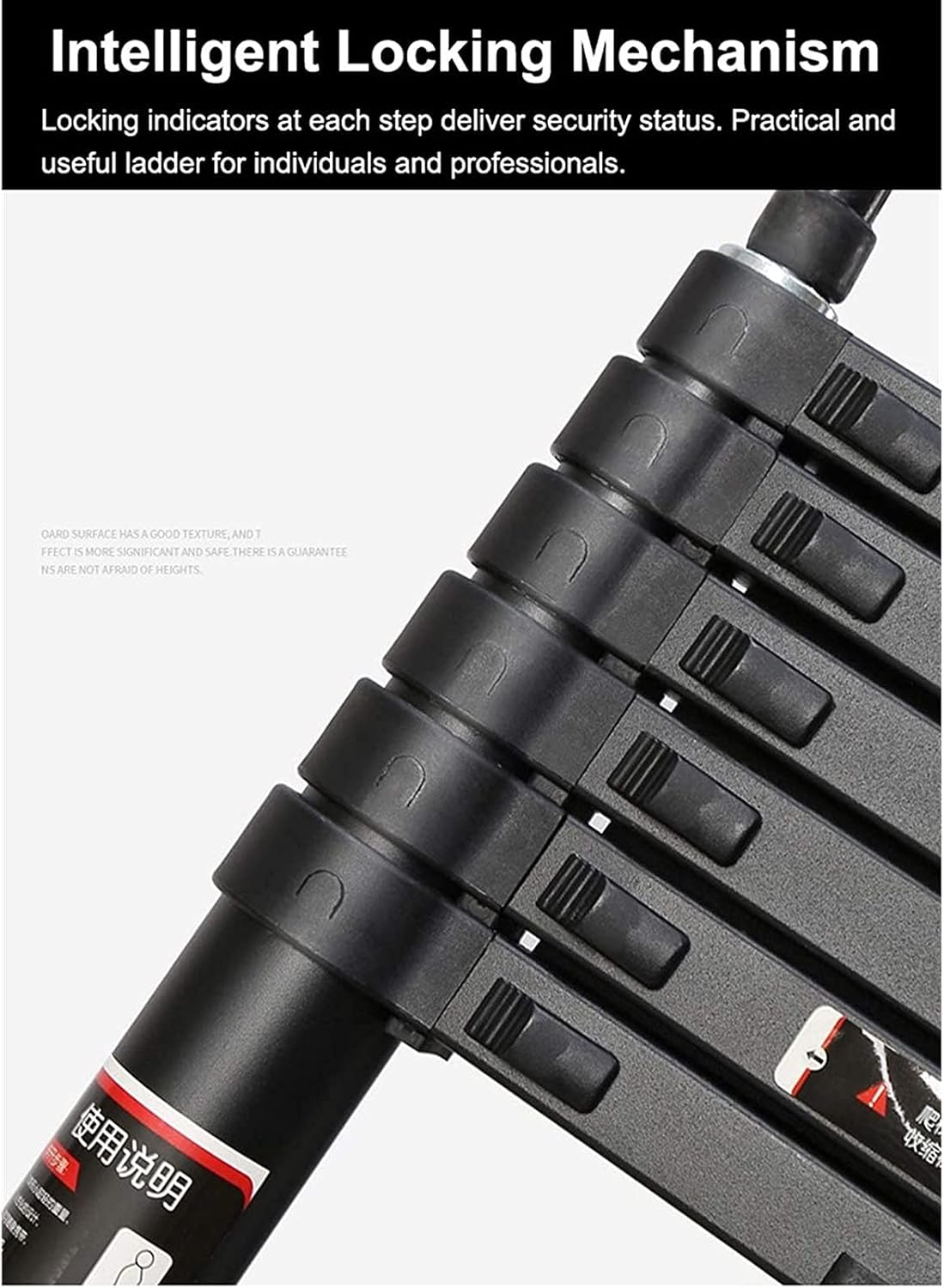 Ladders,6.3M/5.9M/5.5M/5.1M/4.7M/3.9M/3.5M/2.7M/2.3M Tallcopiladder with Hooks, Portable Aluminumladder,with Stabiliser Bar, for Rooftop Rv Attic Outdoor Indoor Use/Black/5.5M/18Ft