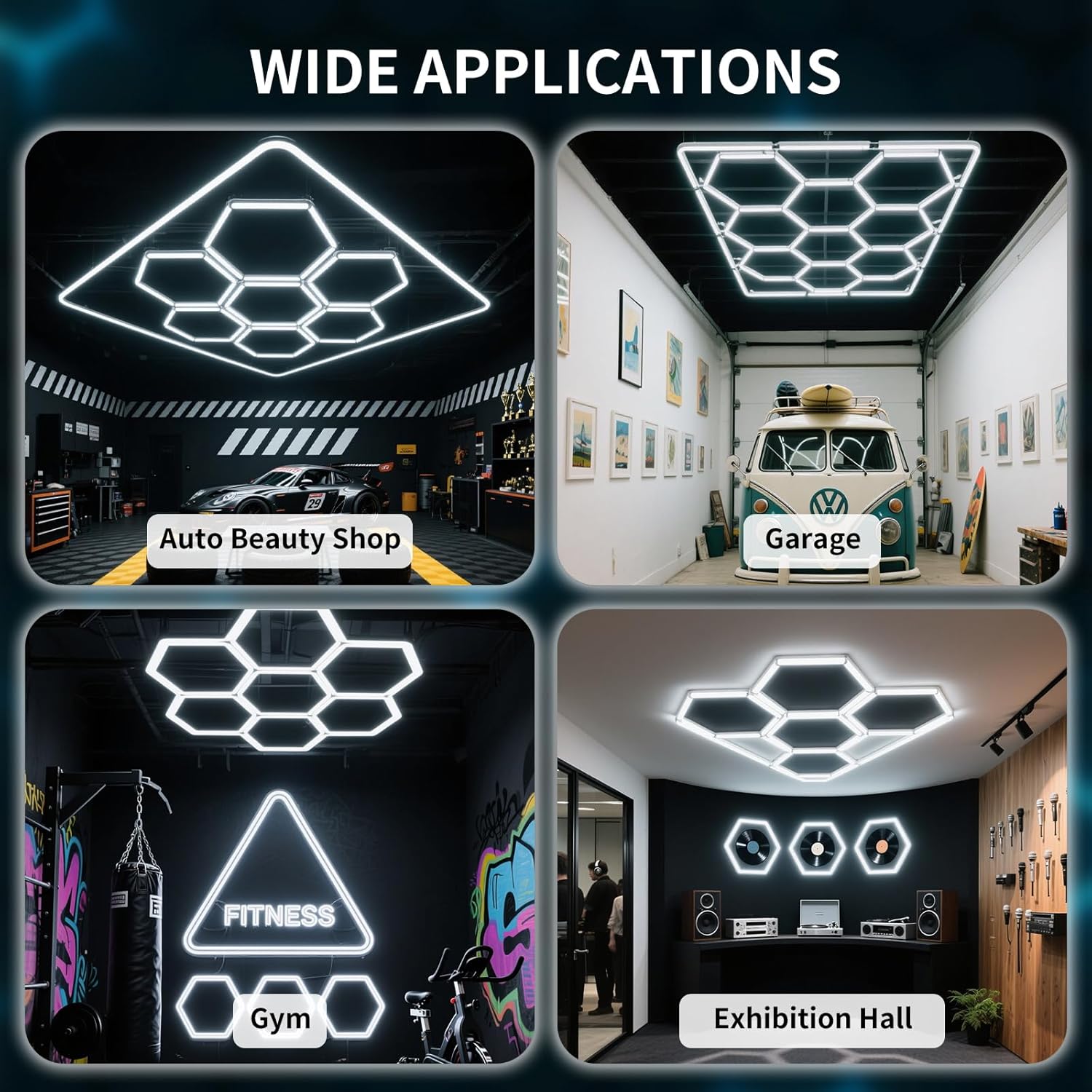 4 Pcs Hexagon Garage Light Connectors 90° T-Connector 2 Pin 3 Way LED Garage Tube DIY Hexagon Light Accessories Replacement/Spare for Honeycomb Lighting Systems