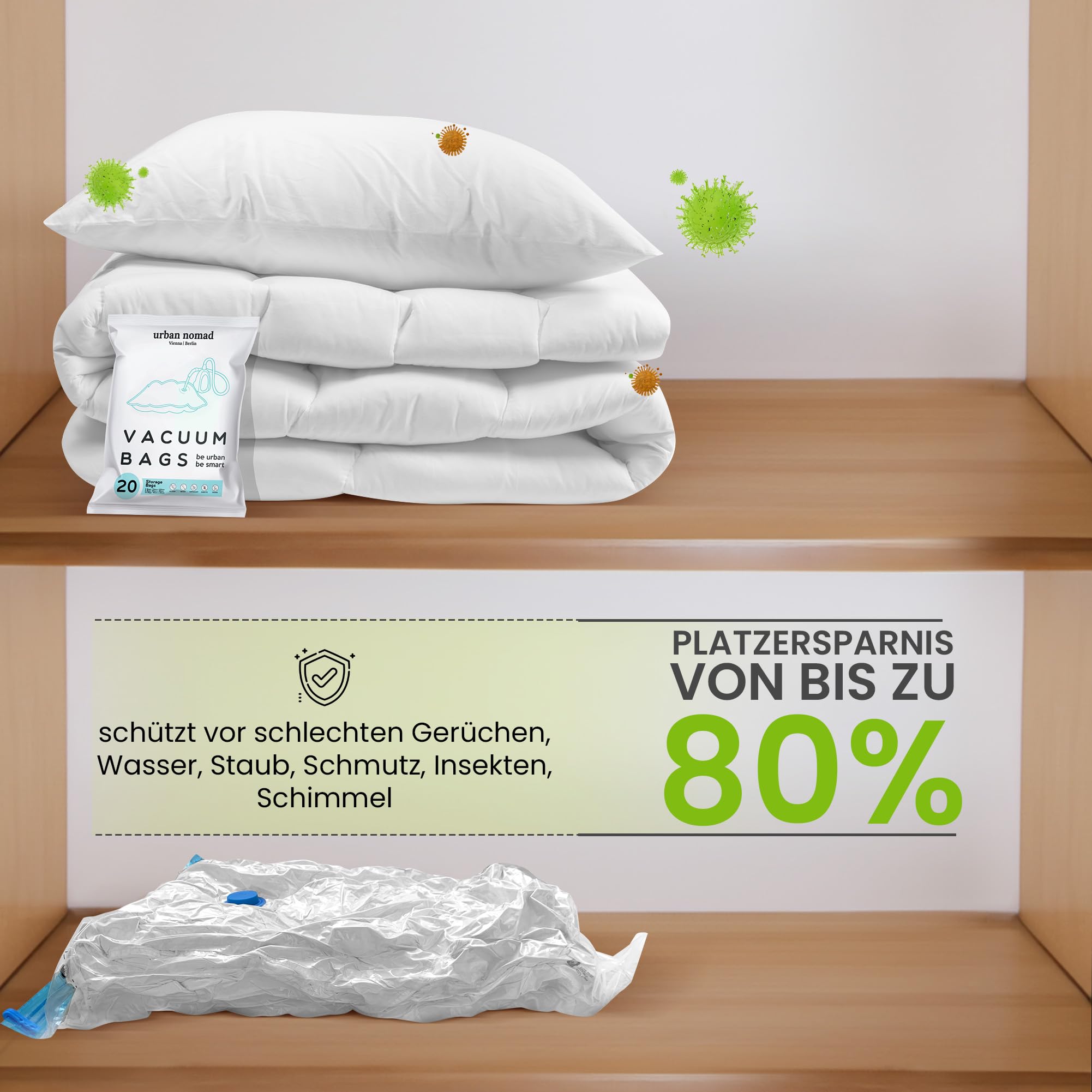 Vakuumbeutel Kleidung 12er Set 3 Größen - Vakuum Beutel für Staubsauger Wiederverwendbar 100% Dicht & Robust