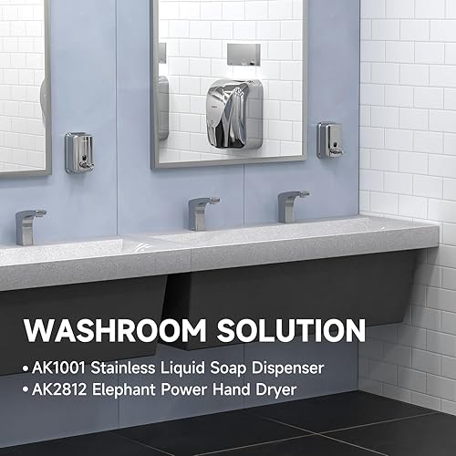 Miniatura 3 de AIKE Dispensador de jabón de bomba de montaje en pared de acero inoxidable pulido 34 onzas líquidas AK1001