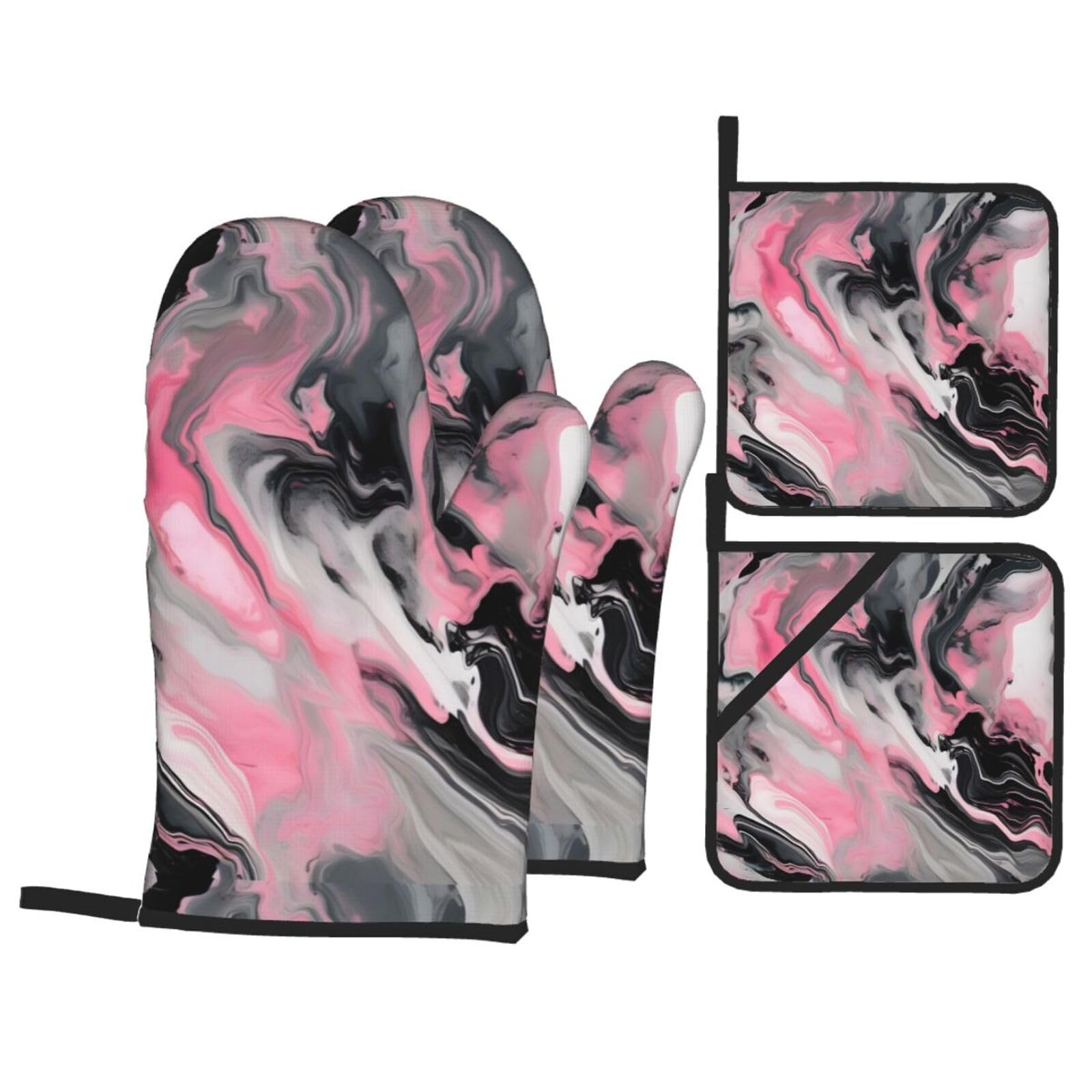 Lot de cuisson isolé pour four micro-ondes et grill en plein air encre abstraite marbre