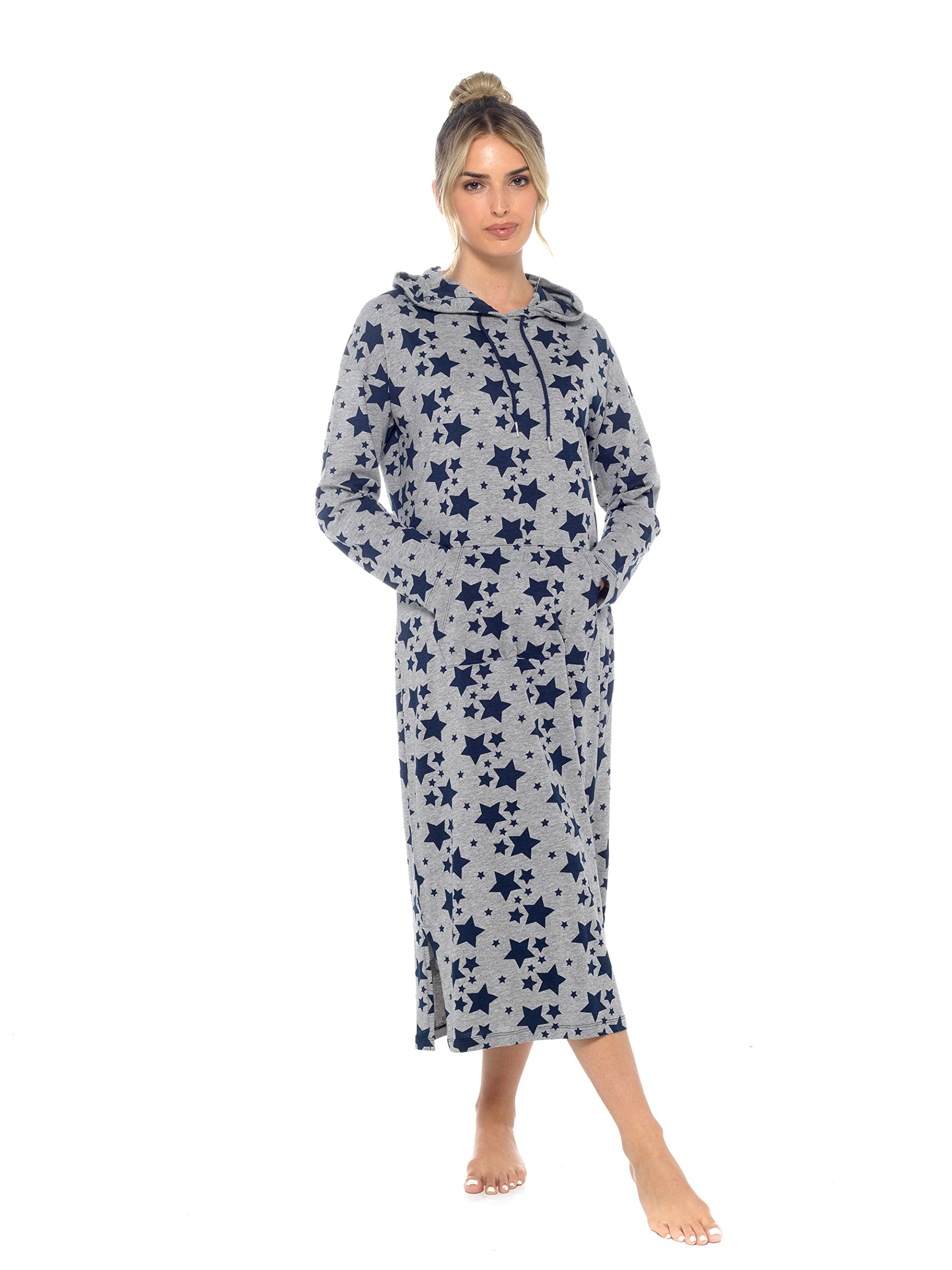 Insignia Women's Grey Jersey Hooded Lounger Nightdress Nightie Long Sleeve (, 8-10)