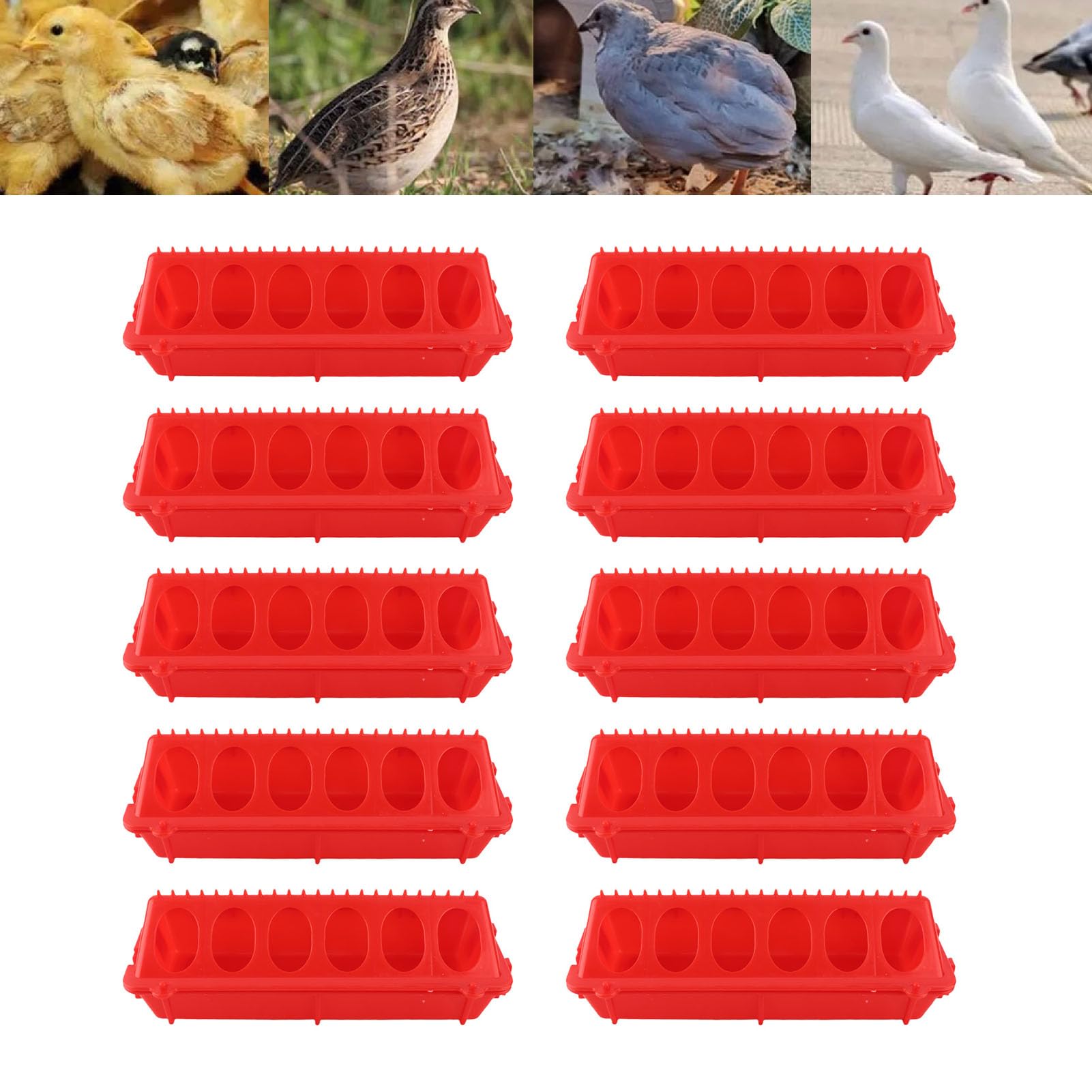 Flip Top Karmnik dla piskląt i poidło 10 zestaw | 12 korytek bez rozlania dla małego drobiu | plastikowa taca do karmienia kurczaków/kaczek / przepiórek